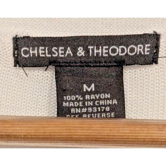 Chelsea & Theodore Cardigan Duster Blue White Ombre Open Front Rayon Medium - Picture 3 of 4